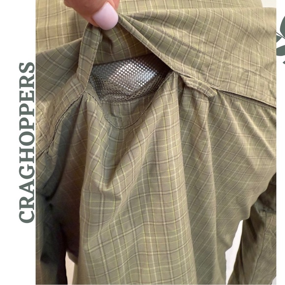 🛍️3/$40 Craghoppers Bear Grylls Long Sleeve Outdoor Shirt Green Plaid Medium - Picture 6 of 8